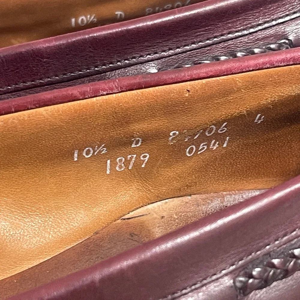 Allen Edmonds Cody Tassel Loafers Men 10.5D Burgundy‎ Leather Woven Vamp READ